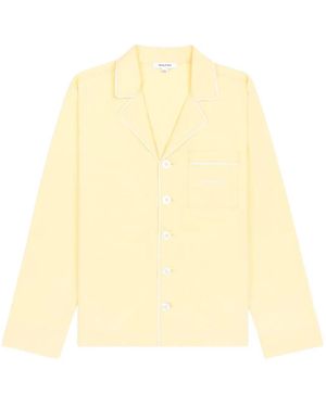 Sporty & Rich Serif Logo-Embroidered Pajama Shirt - Natural