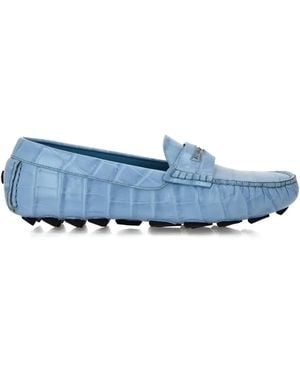 Philipp Plein Crocodile-Embossed Loafers - Blue