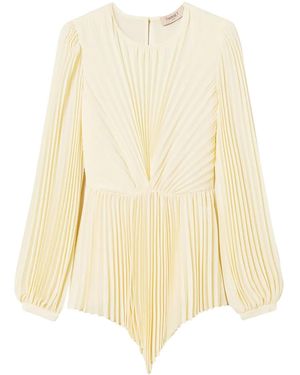 Twinset Pleated Georgette Blouse - Natural
