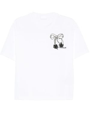 Moncler T-Shirt mit Schleifen-Stickerei - Weiß