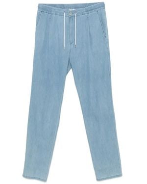 Panicale Drawstring-Waist Pleated Pants - Blue