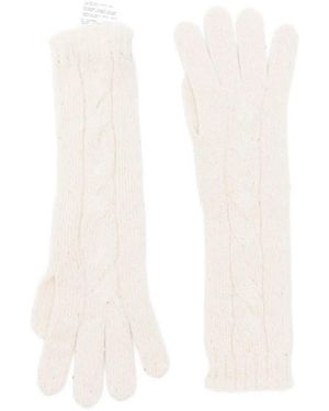 Gran Sasso Cable-Knit Gloves - White