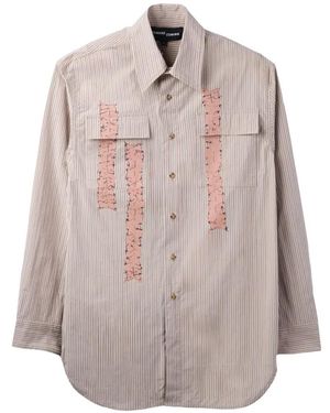 Edward Cuming Typewriter Striped-Pattern Shirt - Grey