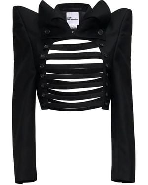 Noir Kei Ninomiya Cut-Out Strap-Detail Jacket - Black