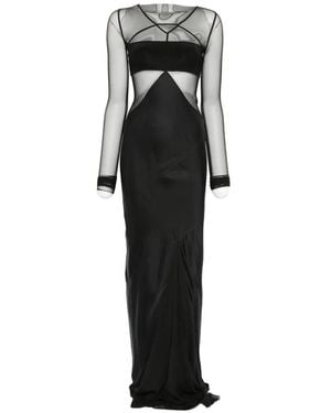 Rick Owens Combo Long-Sleeve Maxi Dress - Black