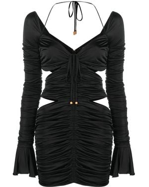 Blumarine Ruched Jersey Mini Dress - Black