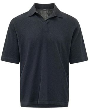 Hōsio Terry-Cloth Short-Sleeved Polo Shirt - Blue