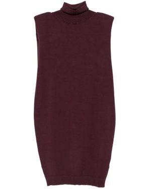 Twinset Padded-Shoulder Turtleneck Dress - Purple