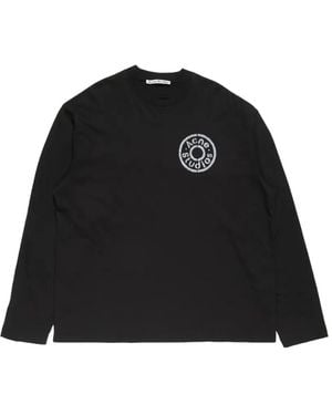 Acne Studios Logo-Print Long-Sleeve T-Shirt - Black