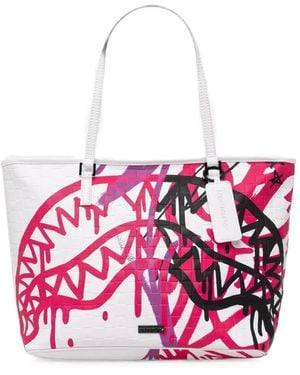 Sprayground Crash Graff Turbo Graffiti-Print Tote Bag - Pink