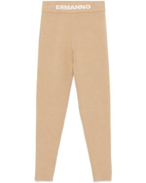 ERMANNO FIRENZE Logo-Waistband Leggings - Natural