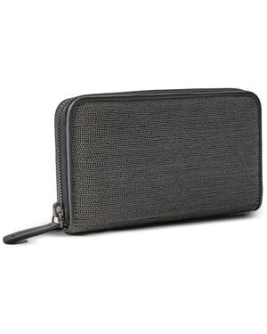Brunello Cucinelli Bead-Embellished Zip-Around Wallet - Gray