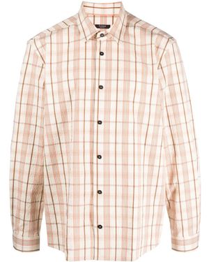 Peserico Check-Pattern Long-Sleeve Shirt - Natural