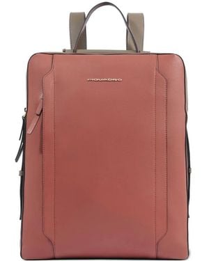 Piquadro Leather Laptop Backpack - Pink