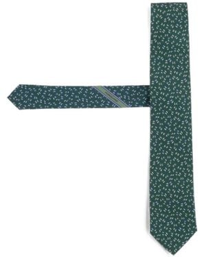 Ferragamo Floral-Print Silk Tie - Green