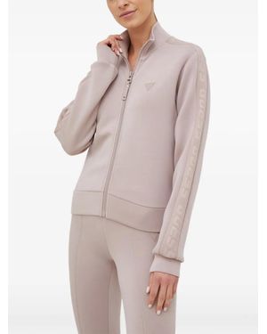 Guess New Allie Logo-Tape Zip-Up Sweatshirt - Pink