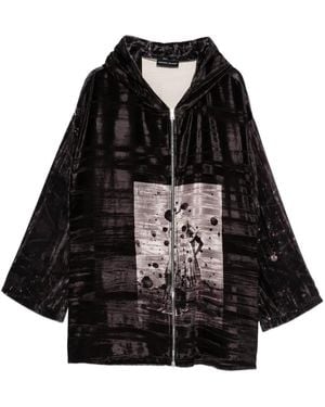 BARBARA BOLOGNA Velvet Graphic-Print Hoodie - Black