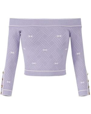 Elisabetta Franchi Off-The-Shoulder Knit Top - Purple