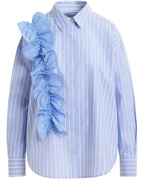 Essentiel Antwerp Chemise Rayée Ibody À Volants - Bleu