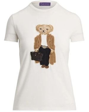 Ralph Lauren Bear-Embroidered Patch T-Shirt - White
