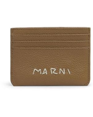 Marni Kartenetui Mit Logo-Stickerei - Braun