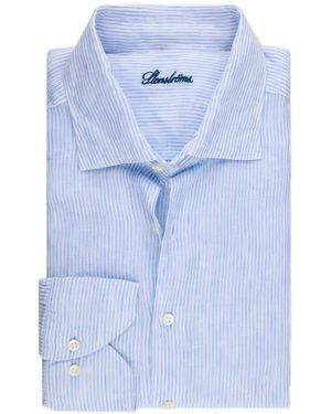 Stenströms Striped-Pattern Linen Shirt - Blue