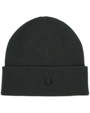 Fred Perry Logo-Embroidered Beanie Hat - Black