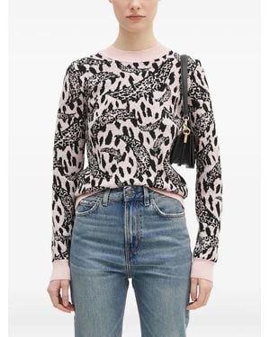 Fiorucci Leopard-Jacquard Crew-Neck Jumper - Blue