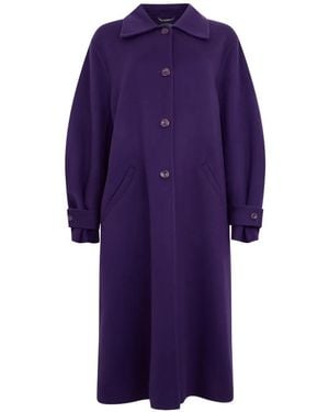 Alberta Ferretti Button-Up Wide-Sleeve Coat - Purple