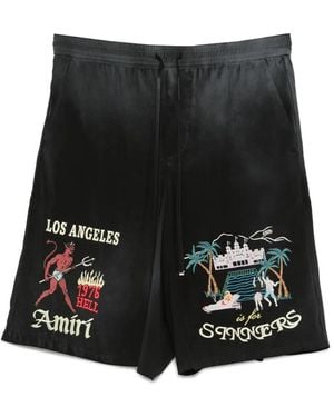 Amiri Shorts Met Borduurwerk - Zwart