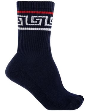 Versace Cotton Socks With Logo - Blue