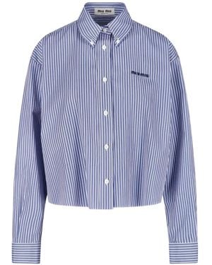 Miu Miu Micro Pinstripe Poplin Shirt - Blue