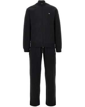 EA7 Logo-Print Tracksuit - Black