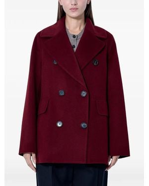 Max Mara Double-Breasted Notched-Lapels Coat - Red