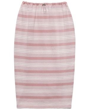Prada Falda midi con detalle de rayas - Rosa