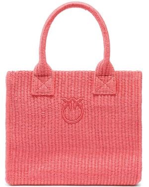 Pinko Woven Love Birds Tote Bag - Pink