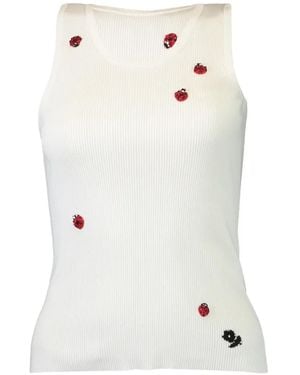 BERNADETTE Marcel Ladybug-Embroidered Tank Top - White