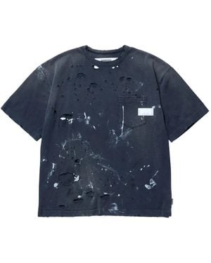 Neighborhood ダメージ グラフィック Tシャツ - ブルー