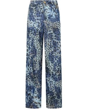 Roberto Cavalli Jaguar-Print Jeans - Blue