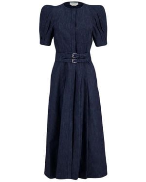 Gabriela Hearst Vestido Midi Patricia Con Cinturón - Azul