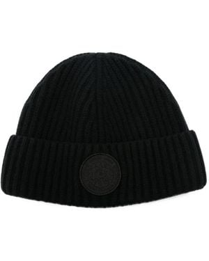 Canada Goose Logo-Patch Ribbed Beanie Hat - Black