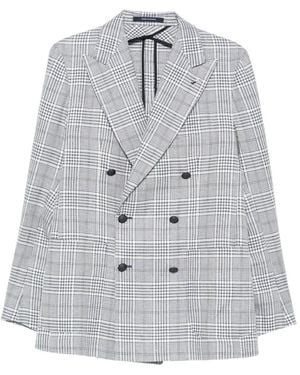 Tagliatore Double-Breasted Plaid Blazer - Gray