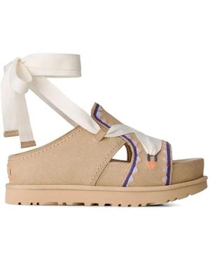 UGG Goldenstar Hi Artistitch Ribbon Sandals - Natural