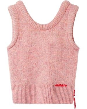 Axel Arigato Anna Ribbed-Hem Cropped Sleeveless Vest - Pink