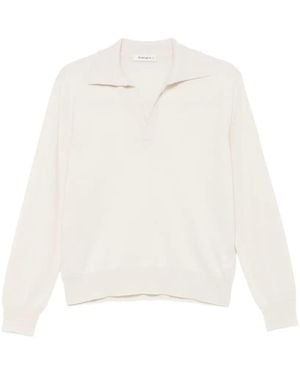 Kangra Open-Collar Long-Sleeve Sweater - White