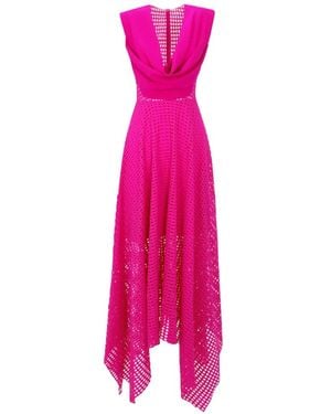 Gemy Maalouf Crochet Lace Midi Dress - Pink