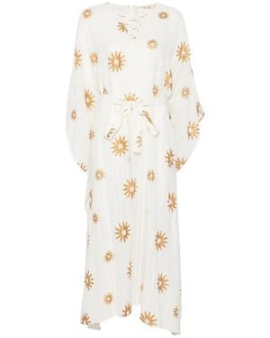 Sundress Caftán Lavande Con Cordones - Blanco