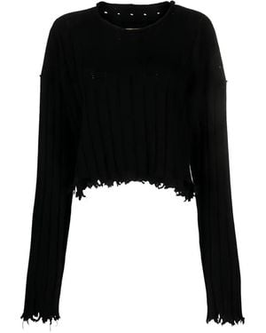Uma Wang Distressed ribbed-knit sweater - Schwarz