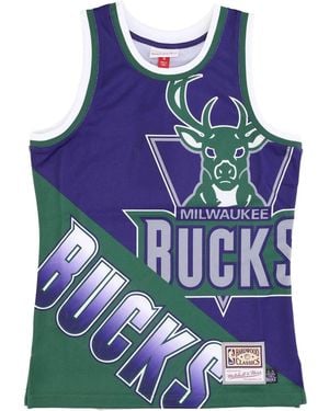 Mitchell & Ness Big Face Nba Milwaukee Bucks Tank Top - Blue