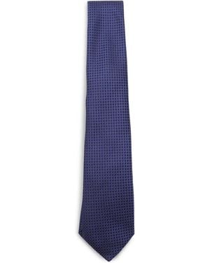 Canali Geometric-Pattern Wool Tie - Blue
